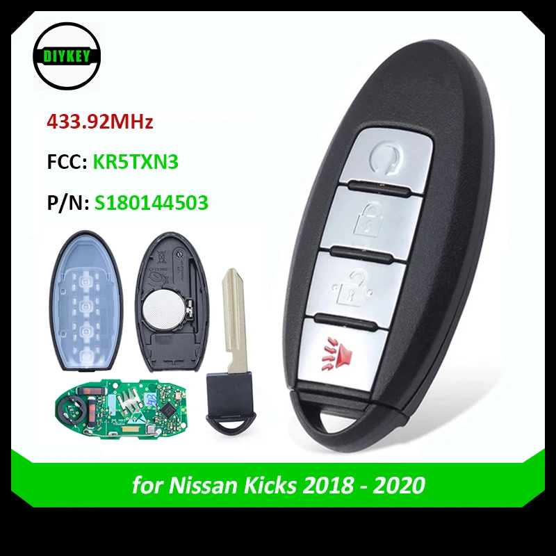 DIYKEY Keyless-Go Smart Remote Key 4B FSK 434MHz PCF7953M HITAG AES 4A Chip for Nissan Kicks 2018-2020 FCC: KR5TXN3 S180144503
DIYKEY Keyless-Go Smart Remote Key 4B FSK 434MHz PCF7953M HITAG AES 4A Chip for Nissan Kicks 2018-2020 FCC: KR5TXN3 S180144503