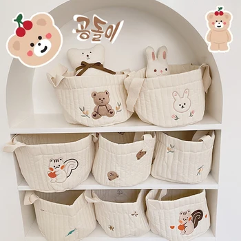 귀여운 곰 자수 인스타그램 아기 가방, 신생아 기저귀 보관 가방, 임산부 가방, 장난감 정리함