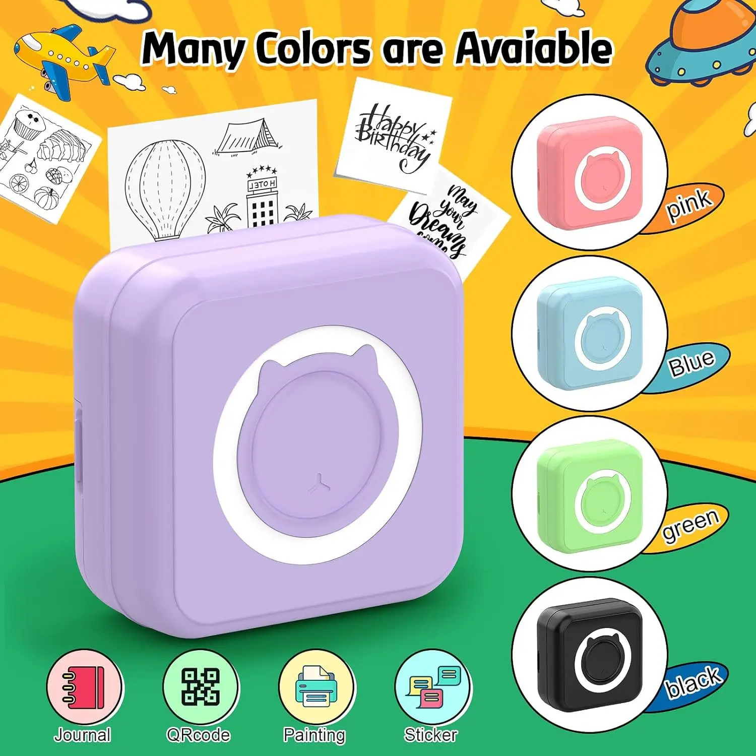 Durable Mini Printer Wireless Connected to Mobile Phone BT Thermal Inklesssmall Photo Text List Printing Home Label Printer Gift
Durable Mini Printer Wireless Connected to Mobile Phone BT Thermal Inklesssmall Photo Text List Printing Home Label Printer Gift