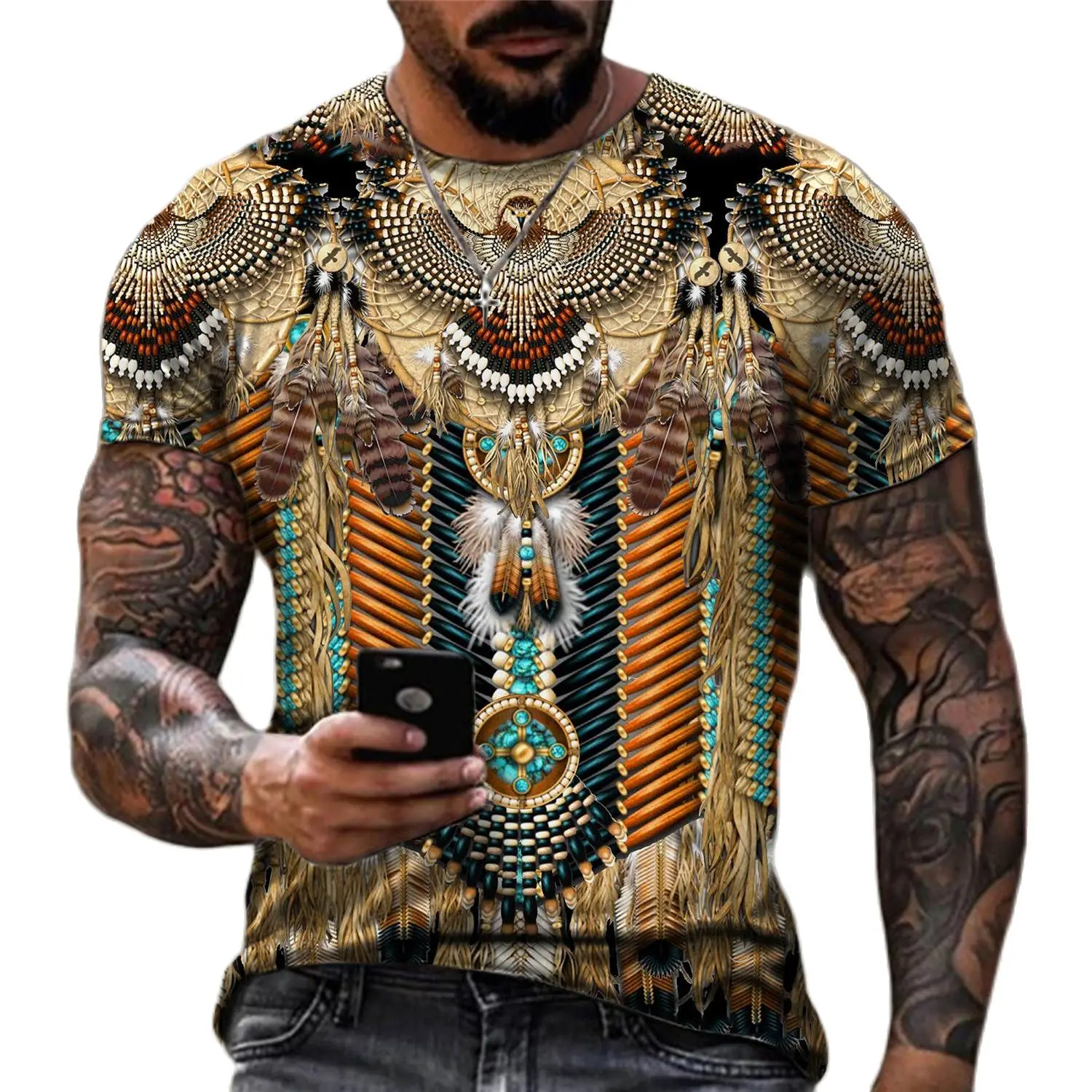 2023 New Summer Vintage Indian 3d Printed Men's T Shirts Harajuku Fashion O-neck Short Sleeve Oversized Top Male Tee Clothing
2023 New Summer Vintage Indian 3d Printed Men's T Shirts Harajuku Fashion O-neck Short Sleeve Oversized Top Male Tee Clothing