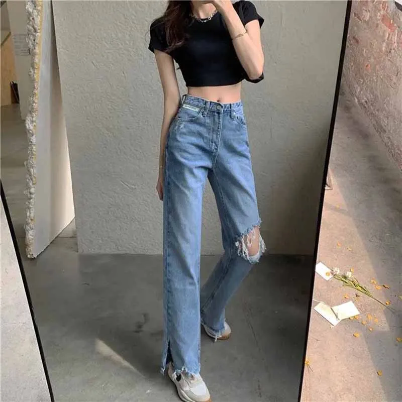 High Waist Ripped Straight Pants Womens 2022 Spring Autumn New Large Size Loose Trousers Korean Fashion Slim Split Jeans Womens
High Waist Ripped Straight Pants Womens 2022 Spring Autumn New Large Size Loose Trousers Korean Fashion Slim Split Jeans Womens