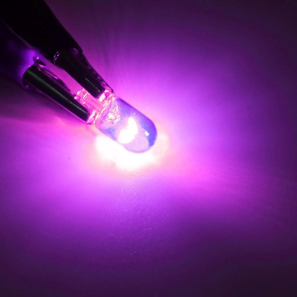 

10 шт., фиолетовая лампа накаливания T10 501 с клиновидным цоколем, лампа для приборной панели автомобиля, 10000 в, 3 Вт для стайлинга автомобиля, автомобильная лампа