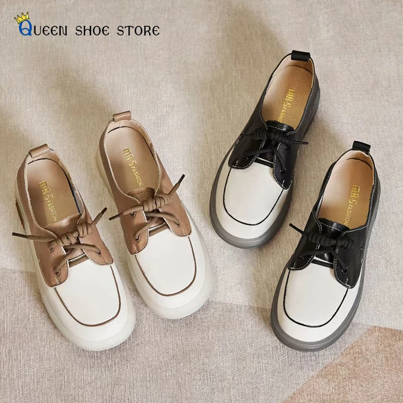 Soft Bottom Flat Shoes Women's 2022 New British Style Color Matching Front Lace Small Leather Shoes Non-slip Wear-resistant
Soft Bottom Flat Shoes Women's 2022 New British Style Color Matching Front Lace Small Leather Shoes Non-slip Wear-resistant