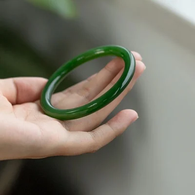 Natural Green Round Bar Hetian Jade 54mm-64mm Bracelet Elegant Princess Jewelry Best Gift for Mom and Girlfriend
Natural Green Round Bar Hetian Jade 54mm-64mm Bracelet Elegant Princess Jewelry Best Gift for Mom and Girlfriend