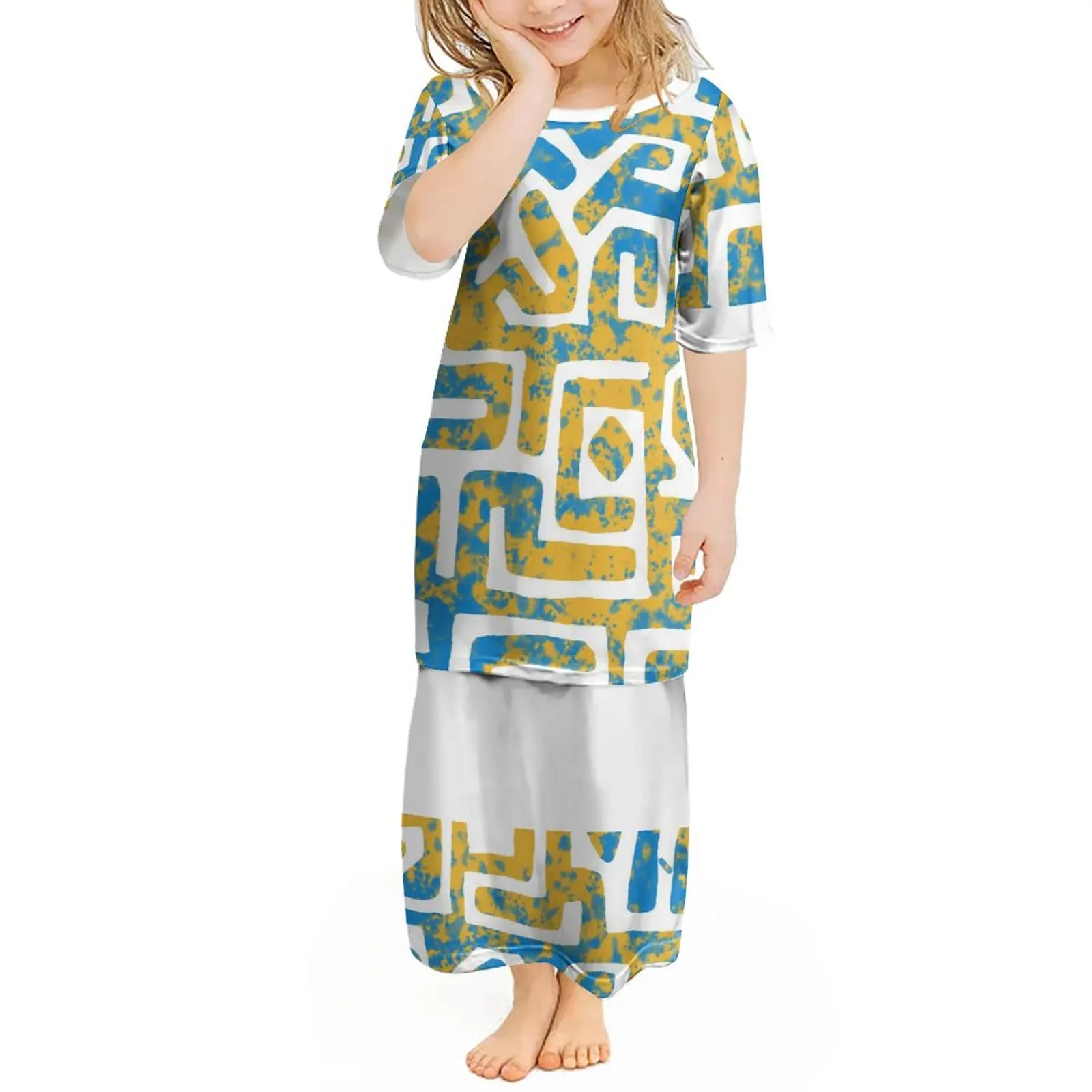 Puletasi Polynesian Tribal Vintage Tattoo Prints Girl Dress Summer New Children Princess Dress Party Children Dress Short Sleeve
Puletasi Polynesian Tribal Vintage Tattoo Prints Girl Dress Summer New Children Princess Dress Party Children Dress Short Sleeve