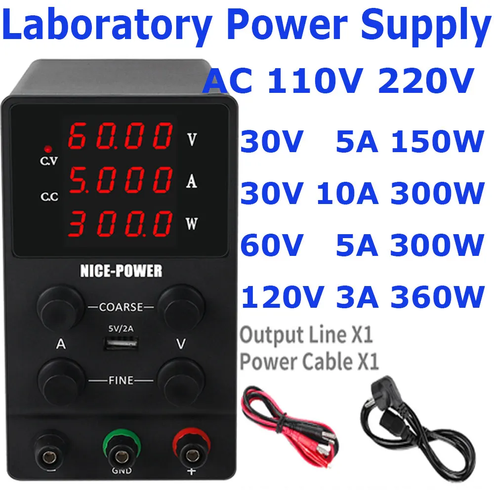 

Switching Power Supply Adjustable DC Laboratory 30V 10A Lab Power Supply Adjustable 60V 5A 120V 3A Voltage Regulator Stabilizer