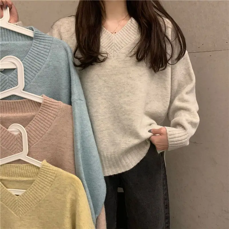 Women's V-neck Loose Warm Sweater Women Jumpers Ladies Pullover Autumn Winter Women's Sweaters Knitting 2023 New Femme F03
Women's V-neck Loose Warm Sweater Women Jumpers Ladies Pullover Autumn Winter Women's Sweaters Knitting 2023 New Femme F03