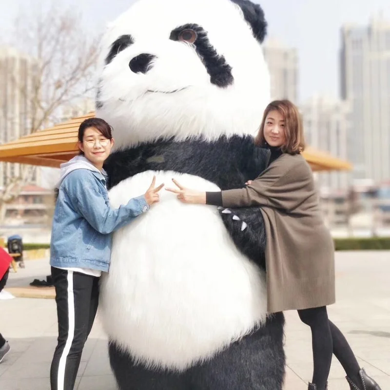 Надувной талисман панды большой пушистый полярный медведь мультяшный костюм для косплей человек носить куклы пушистые костюмы