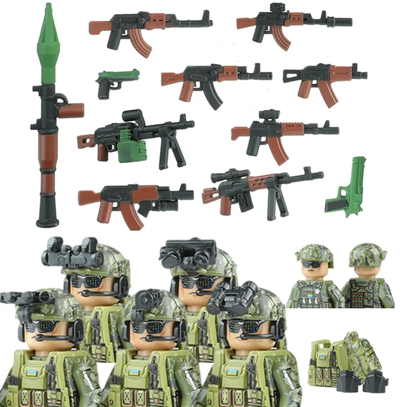 

Ukrainian Army Soldiers Figures Special Forces Building Blocks City Police Assault SWAT Military Weapons Bricks Children Toys