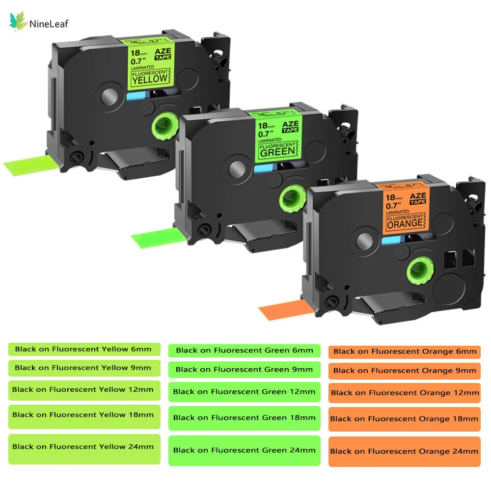 5PK 6-24mm Fluorescent Label Tapes Black on Orange/Green/Yellow Compatible for Brother TZE-B31 TZ C21 D41 for P-Touch LabelMaker
5PK 6-24mm Fluorescent Label Tapes Black on Orange/Green/Yellow Compatible for Brother TZE-B31 TZ C21 D41 for P-Touch LabelMaker