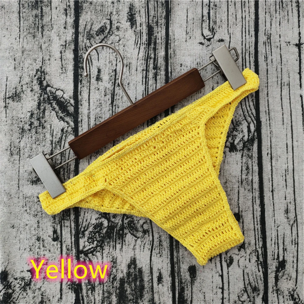 

Men Women Low Rise Hand Crochet G-string Underpants Breathable Thong Underwear Swimming Sunbathing Panties Fashion Bikini Briefs