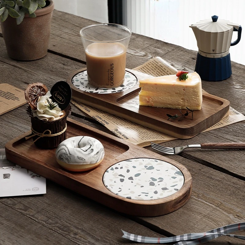 Solid Wood Food Tray Dessert Snack Cake Cutlery Tray Family with Cup Mat Tea Tray Creative Trays Decorative
Solid Wood Food Tray Dessert Snack Cake Cutlery Tray Family with Cup Mat Tea Tray Creative Trays Decorative