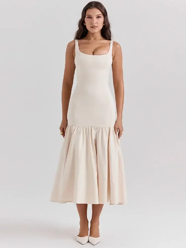 Simple Solid Ruffles Pleated Sling Dress For Woman Patchwork Sleeveless Backless Dresses Spring Female Holiday Party Robes
Simple Solid Ruffles Pleated Sling Dress For Woman Patchwork Sleeveless Backless Dresses Spring Female Holiday Party Robes