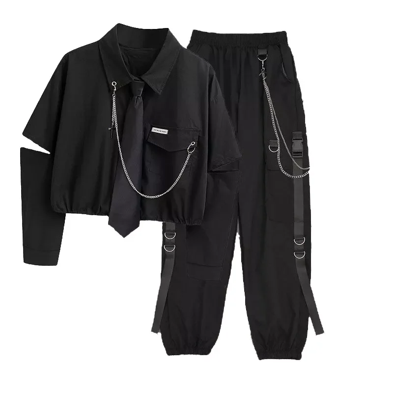 Autumn Chain Cargo Pants Female Streetwear Harajuku Loose T Shirt+Cargo Pants High Waist Handsome Two-piece Suit
Autumn Chain Cargo Pants Female Streetwear Harajuku Loose T Shirt+Cargo Pants High Waist Handsome Two-piece Suit