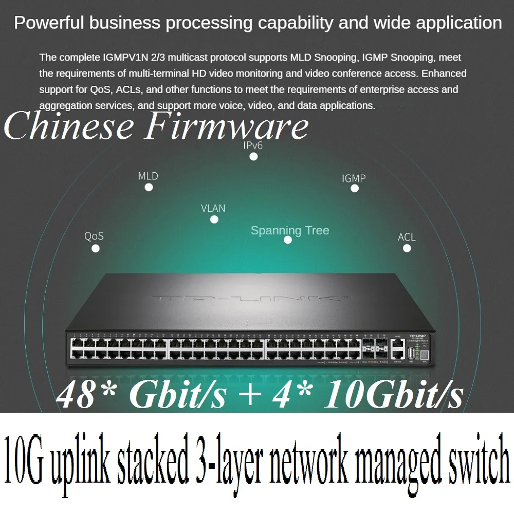 

48*Port Gbit/s 4*SFP+ Optical Port 10Gbit/s 10 Gigabit uplink Stacked 3-layer Ethernet Network Managed Switch 64K MAC VLAN IPv6