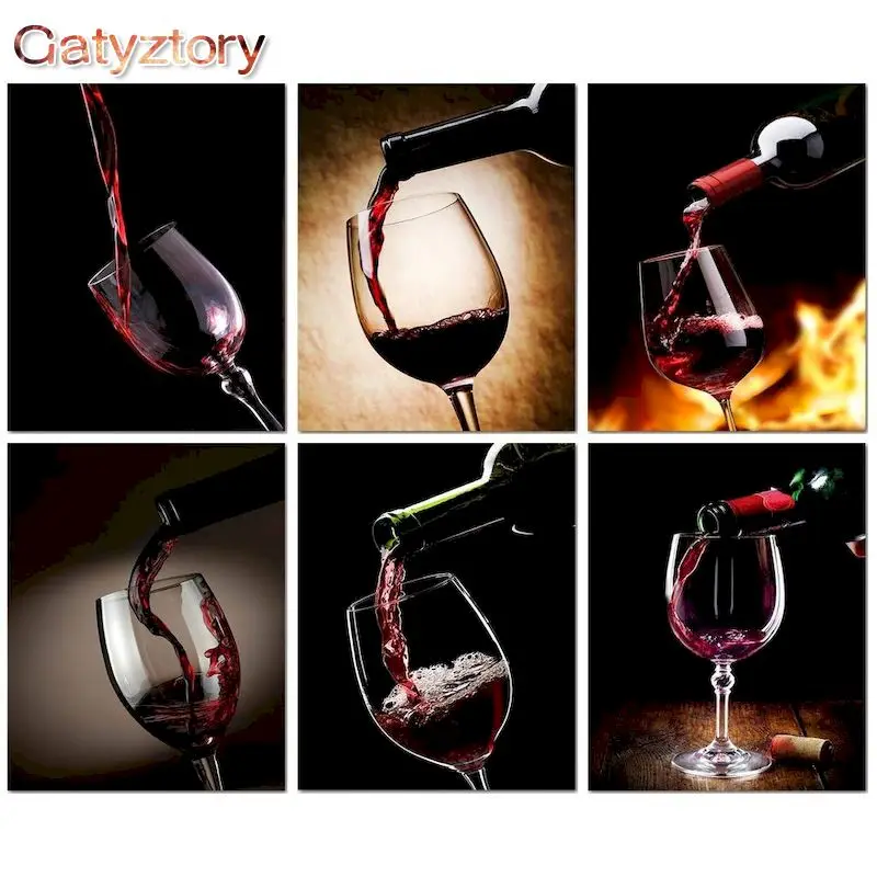 GATYZTORY 60x75 см рамка фотообои красное вино пейзаж Diy Краска по номерам ручная Настенная картина искусство Diy подарок