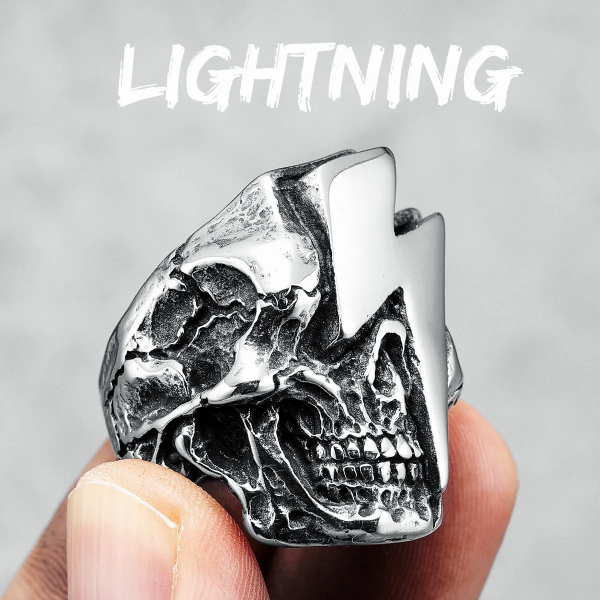 Rock Sull Rings Lightning Punk Men 316L Stainless Steel Ring Rockin Star Party Rap for Friend Male Biker Rider Jewelry Best Gift Rock Sull Rings Lightning Punk Men 316L Stainless Steel Ring Rockin Star Party Rap for Friend Male Biker Rider Jewelry Best Gift