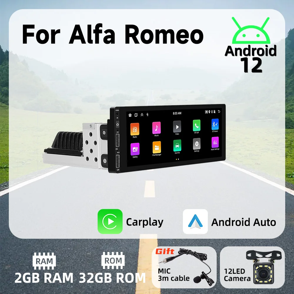 6.9" 1Din Android Radio Car Multimedia Player for Alfa Romeo Android Auto Stereo Head Unit Carplay Autoradio GPS Navigation Wifi
6.9" 1Din Android Radio Car Multimedia Player for Alfa Romeo Android Auto Stereo Head Unit Carplay Autoradio GPS Navigation Wifi