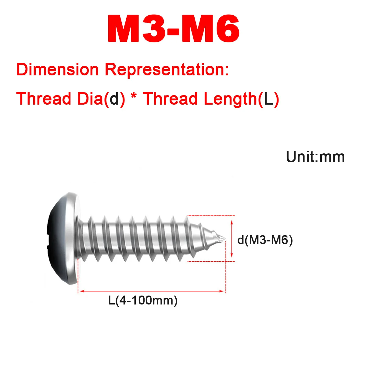 304 Stainless Steel Umbrella Head Mushroom Head Self Tapping Screw Phillips Screw M3M4M5M6
304 Stainless Steel Umbrella Head Mushroom Head Self Tapping Screw Phillips Screw M3M4M5M6