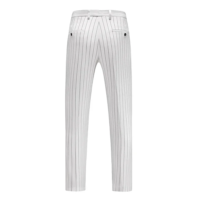 Fashion Men Double Breasted Striped Suit 2 Piece Black / Wine Red Homme Business Social Wedding Party Blazers and Trousers 209 S7ee58e76661046779b85a5314614ee25Y