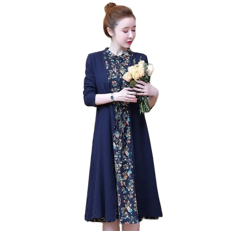 Spring And Autumn Floral Cotton And Linen Womens Long Sleeve Dress Twopiece Suit In Spring The New Linen Fashion Long Suit Skir
Spring And Autumn Floral Cotton And Linen Womens Long Sleeve Dress Twopiece Suit In Spring The New Linen Fashion Long Suit Skir