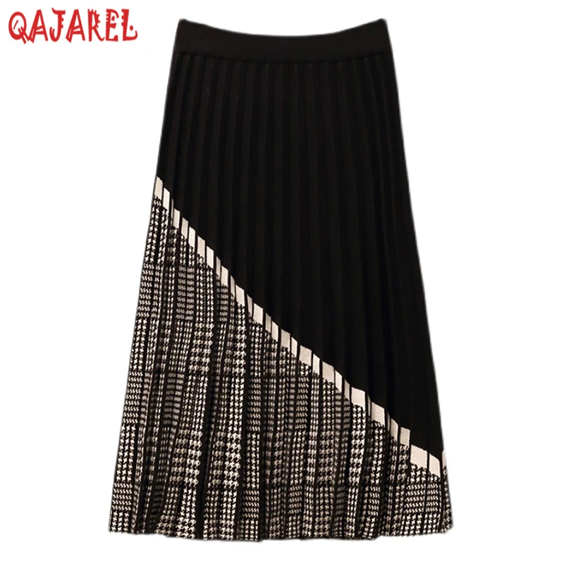 Autumn Winter New Black Knitted Cotton Patchwork Plaid Half Lenth Skirt 2023 Women Korean Vintage Elegant Casual Half Lent Skirt 
Autumn Winter New Black Knitted Cotton Patchwork Plaid Half Lenth Skirt 2023 Women Korean Vintage Elegant Casual Half Lent Skirt