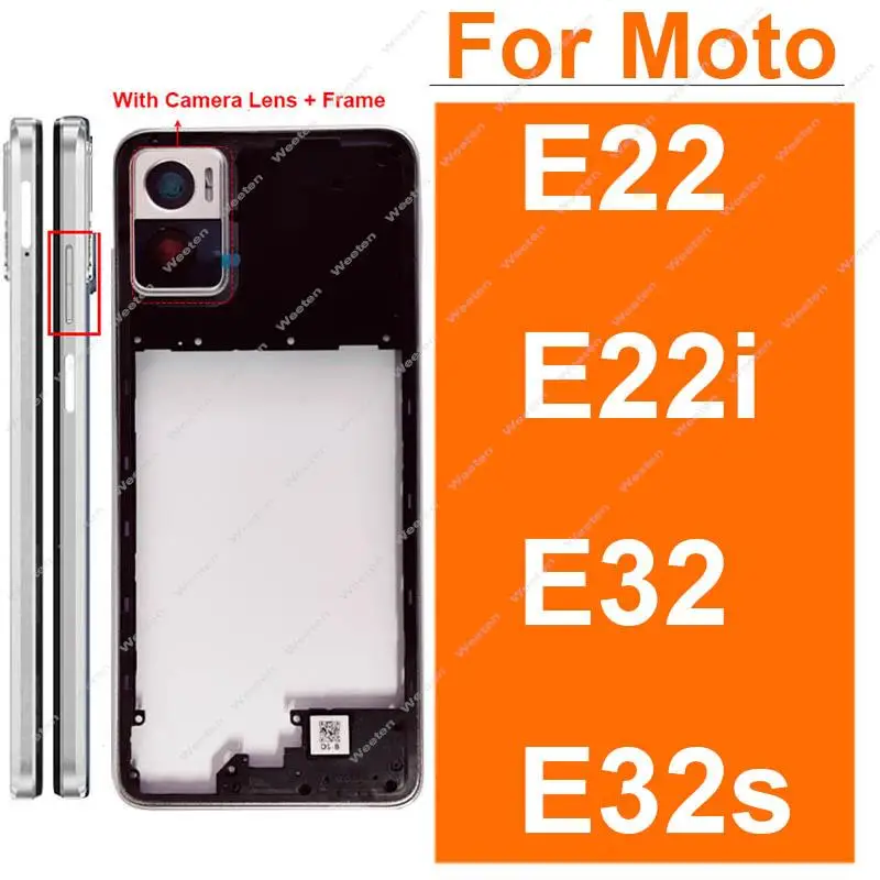 

Middle Frame Cover For Motorola MOTO E22 E22i E32 E32S Middle Housing with Lens Frame Parts