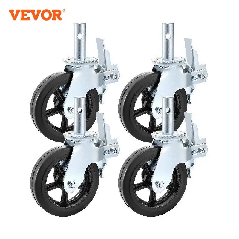VEVOR 4 Pack 8 x 2 Inch Heavy Duty Scaffolding Rubber Swivel Caster With Dual Locking 1100LBS Capacity Per Wheel 360 Degrees
VEVOR 4 Pack 8 x 2 Inch Heavy Duty Scaffolding Rubber Swivel Caster With Dual Locking 1100LBS Capacity Per Wheel 360 Degrees