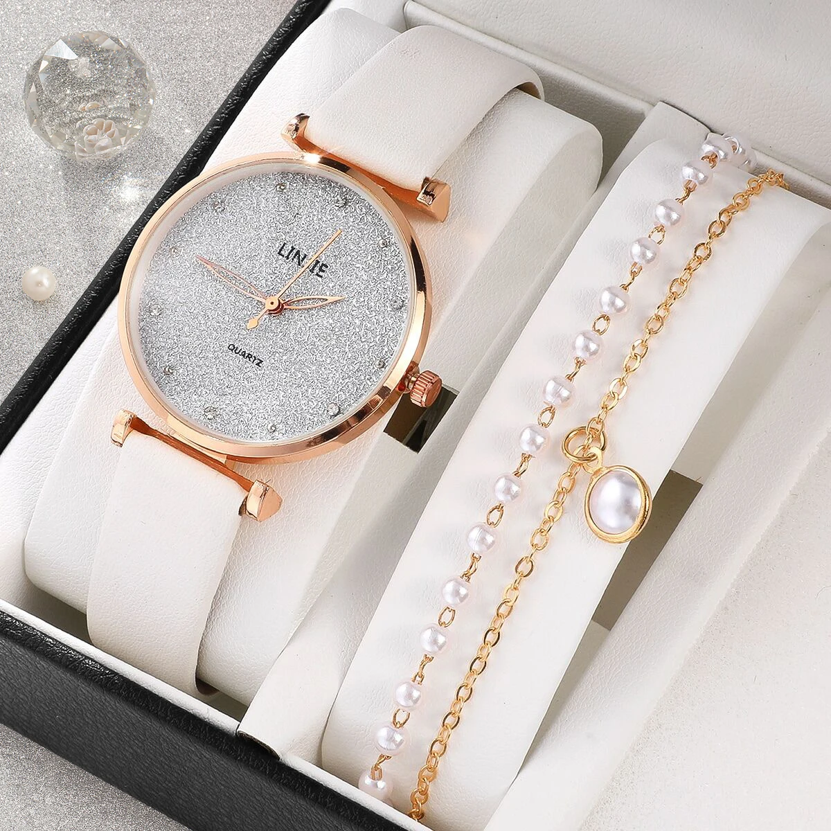 2 Piece Ladies Watch Set Fashion Starry Dial Bracelet Women's Leather Strap Quartz Girl's WristWatch
2 Piece Ladies Watch Set Fashion Starry Dial Bracelet Women's Leather Strap Quartz Girl's WristWatch