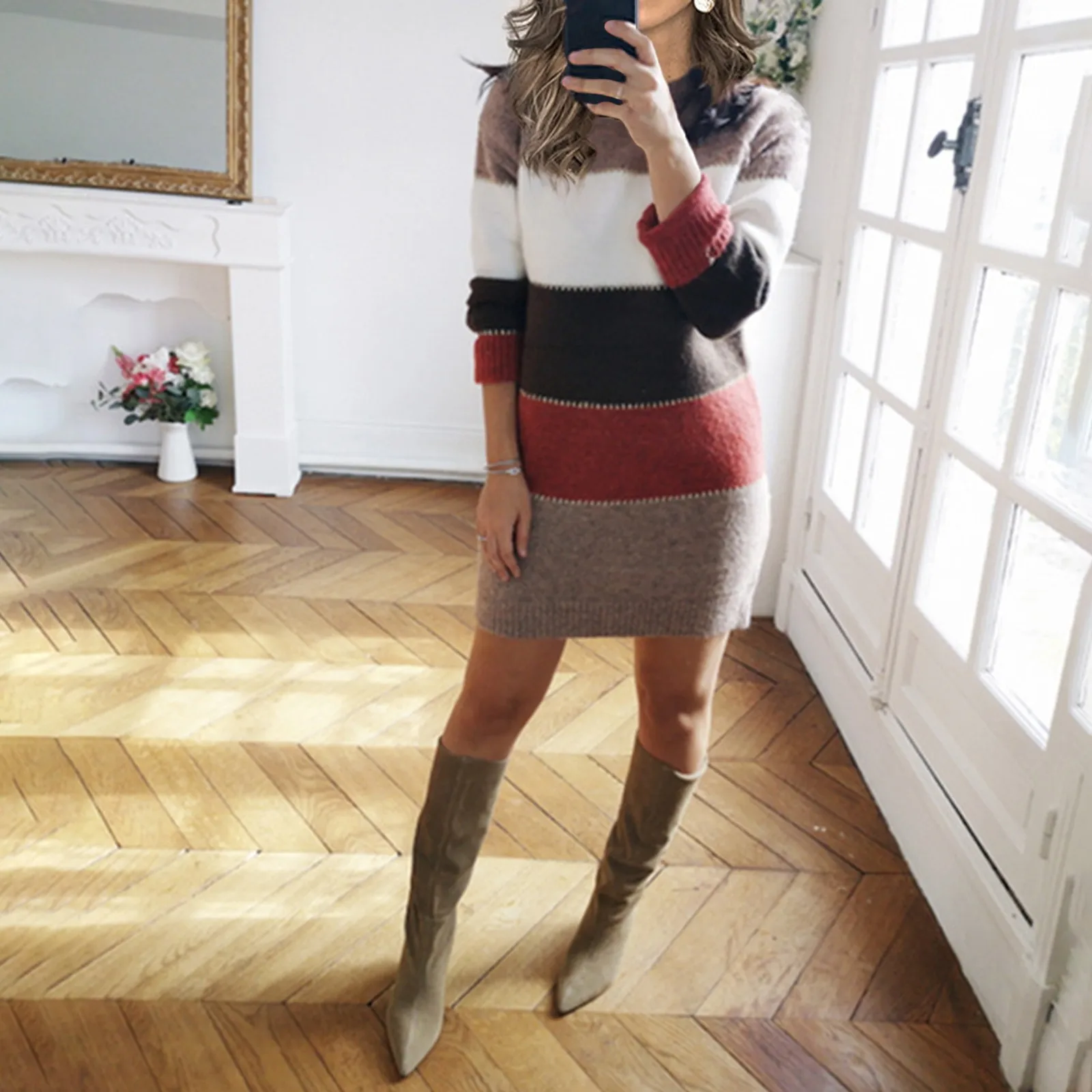Sweater Wrapped Women Casual Dress Long Sleeve Color Block Striped Female Elegant Sexy Dresses Party Night Holiday Vestidos
Sweater Wrapped Women Casual Dress Long Sleeve Color Block Striped Female Elegant Sexy Dresses Party Night Holiday Vestidos