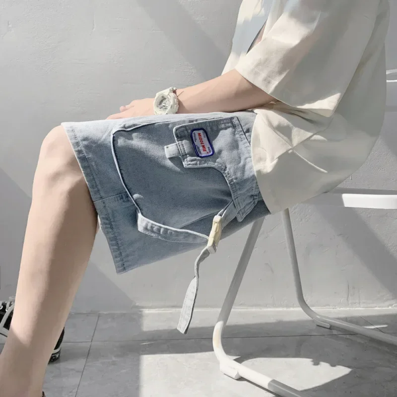 

Men's Denim Casual Shorts 2023 Tooling Style Wear All-match Trend Jeans Summer Women Half Denim Pants Unisex Cargo Streetwear