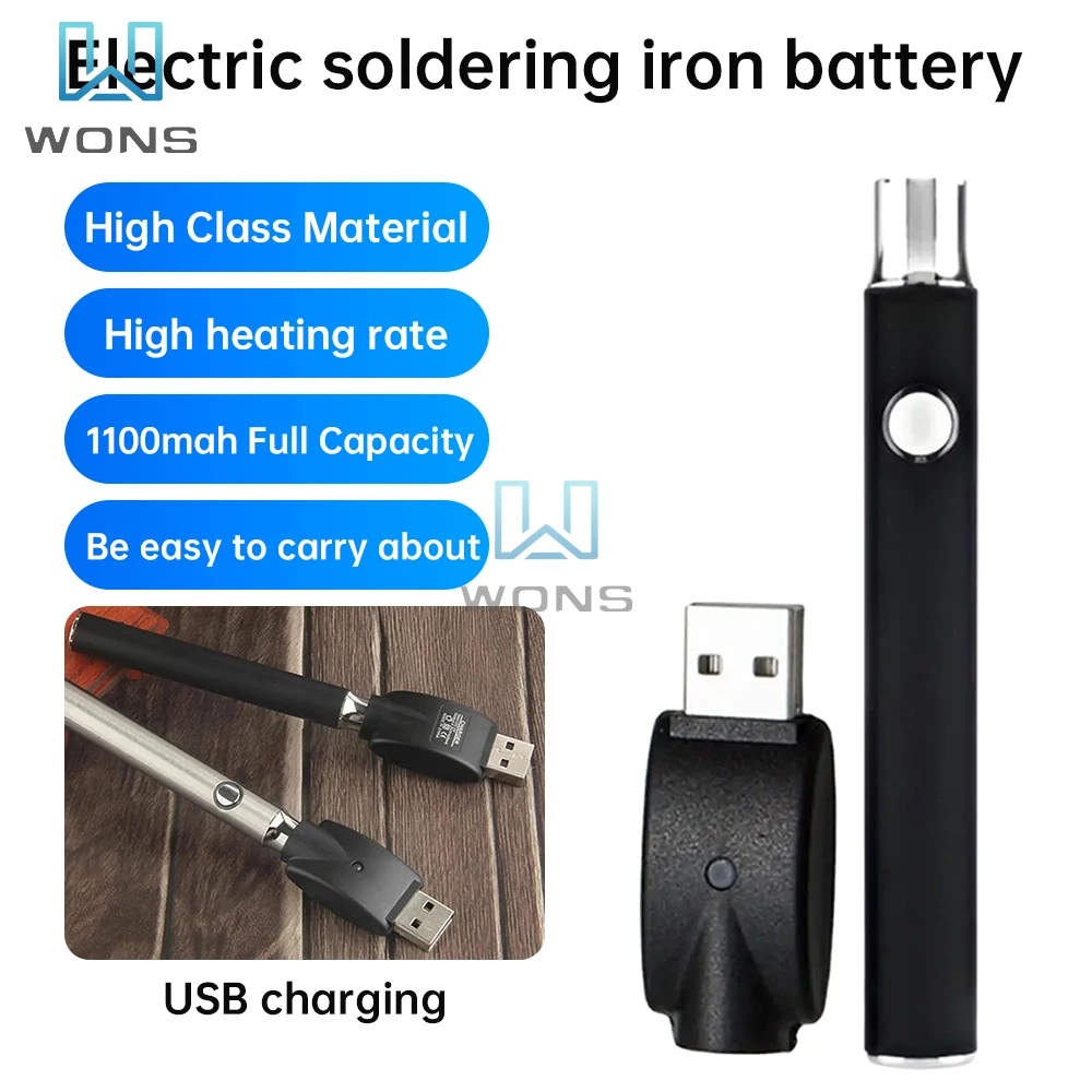 

1100 Mah Soldering Iron Pen Portable Wireless Mini Cbd Preheat Battery Rechargeable Usb Battery Powered Charging Welding Tool