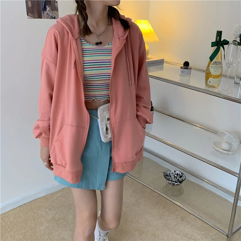 Hooded Sweatshirts Women Autumn Winter Korean Fashion Loose Lazy Cardigan Hoodies Women Zipper Pullover Coat 12colors
Hooded Sweatshirts Women Autumn Winter Korean Fashion Loose Lazy Cardigan Hoodies Women Zipper Pullover Coat 12colors