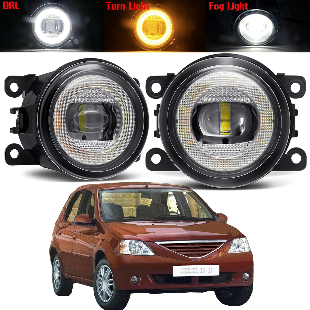 

2 X Car LED Fog Light Assembly For Dacia Logan 2004-2015 30W 8000LM Angel Eye DRL Fog Turn Signal Daytime Running Lamp H11 12V