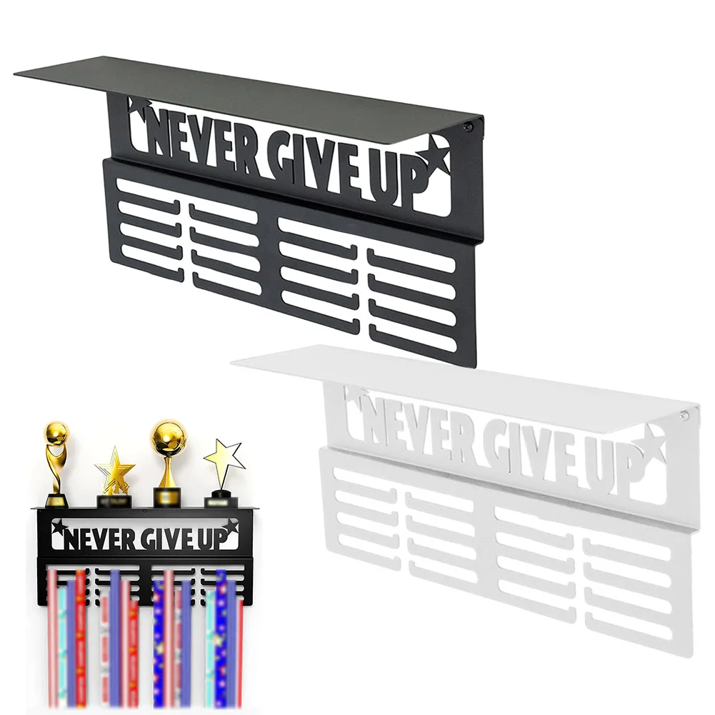 

1PCS 41x20x5cm Wall Mounted Medal Rack White Metal Trophy Picture Souvenir Rack For Living Room Bedroom Easy Installation