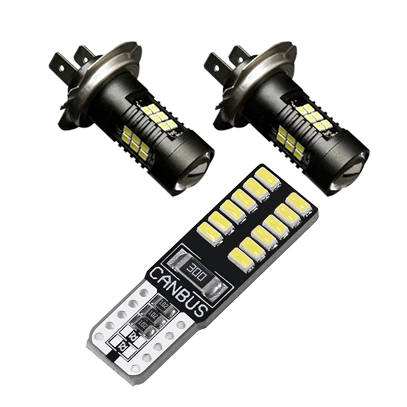 1 2 шт. Высокая мощность 6500K супер белые светодиодные противотуманные фары дальнего света Противотуманные фары для автомобилей 2 шт. 3030 21Smd H7 и 10 шт. T10 24Smd