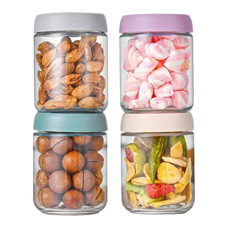 

Glass Food Storage Containers Glass Sealed Jar Kitchen 4pcs Leak-Proof Glass Jar Set Storage Bottles Jars Freshness and Quality