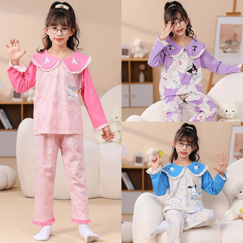 2024 Spring Autumn Kids Sleepwear Miniso Kawaii Kuromi Pochacco Cinnamoroll Children's Pajamas Girl Cotton Loungewear Sets Gift
2024 Spring Autumn Kids Sleepwear Miniso Kawaii Kuromi Pochacco Cinnamoroll Children's Pajamas Girl Cotton Loungewear Sets Gift