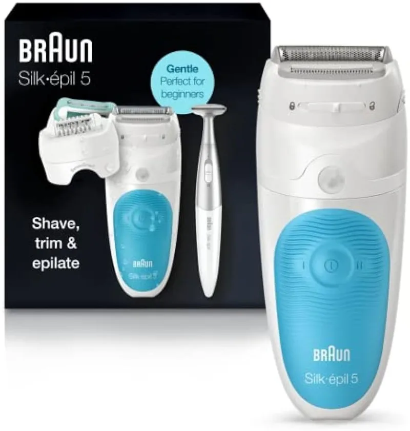 

Эпилятор Braun Silk-epil 5 5-810, устройство для удаления волос для женщин, бритва и триммер для бикини, беспроводной, перезаряжаемый, влажный и сухой