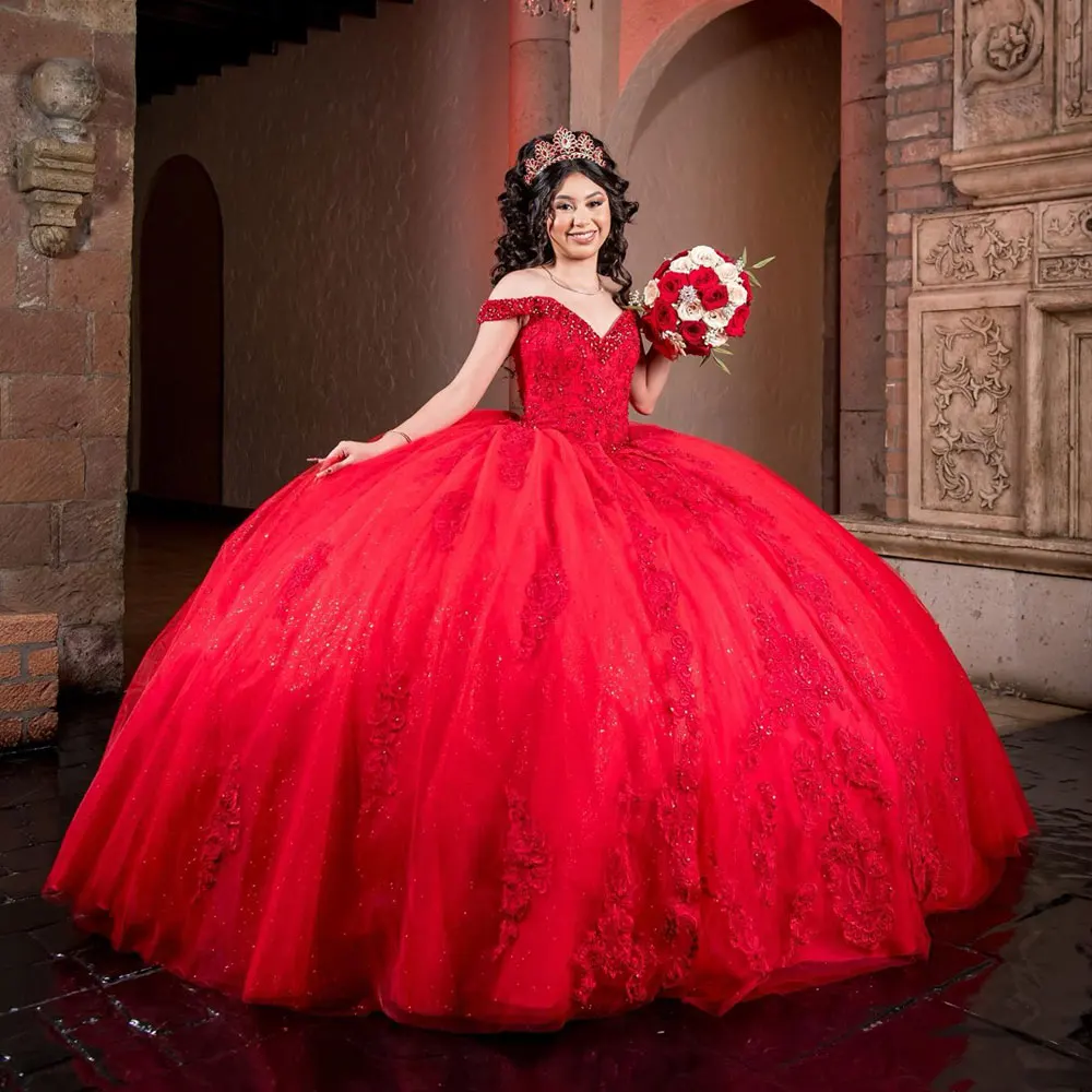 

New in Red Quinceanera Dress 2024 Vestidos De 15 Princess Sweet 16 XV Birthday Ball Gown Beading Lace Applique Pageant Miss Gala