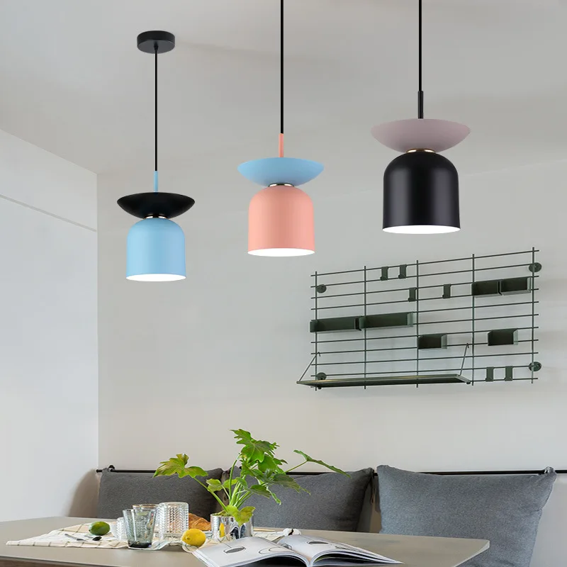 

Светодиодная люстра с одной головкой для ресторана, современная простая прикроватная лампа в скандинавском стиле для кабинета, бара, маленькая лампа-макарон
