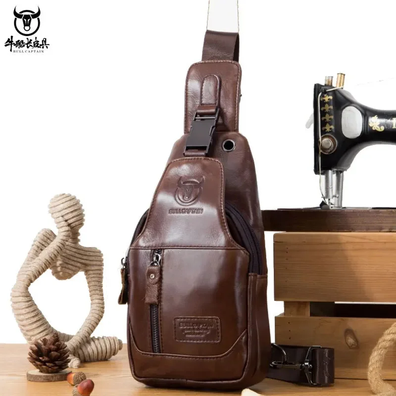 

BULLCAPTAIN New Genuine Leather Chest Fashion Shoulder Leisure Crossbody Short-distance Travel Men's Bag