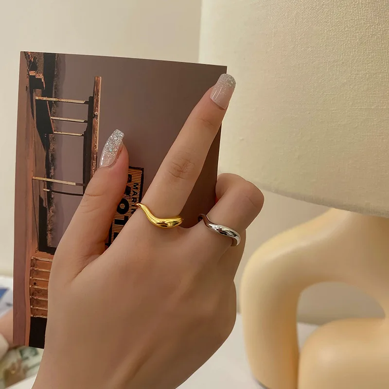 925 Sterling Silver Gold Color Rings for Women Couple Wave Curve Wedding Fine Jewelry Adjustable Antique Anillos Accessories
925 Sterling Silver Gold Color Rings for Women Couple Wave Curve Wedding Fine Jewelry Adjustable Antique Anillos Accessories