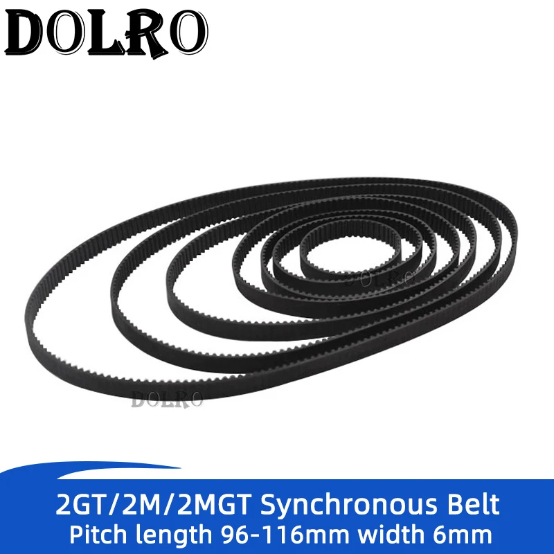 

2MGT 2M 2GT Synchronous Timing belt Pitch length 96/98/100/102/104/106/108/110/112/114/116mm width 6mm Rubber closed