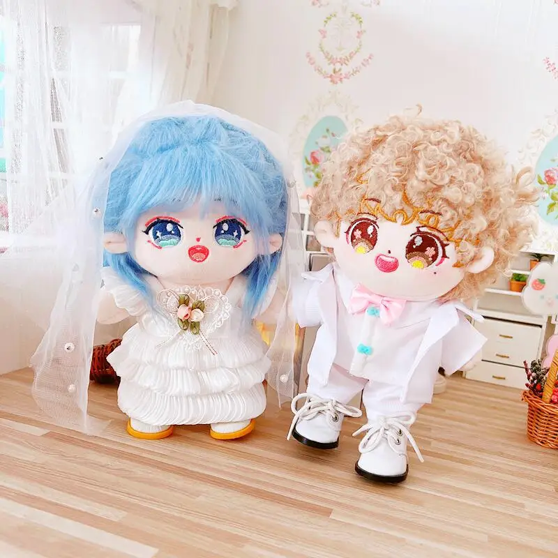 

20CM Doll Clothes Outfit Boy Girl White Wedding Dresses Dress Up Cute Doll Accessories Cool Stuff Kpop EXO idol Doll DIY Toys