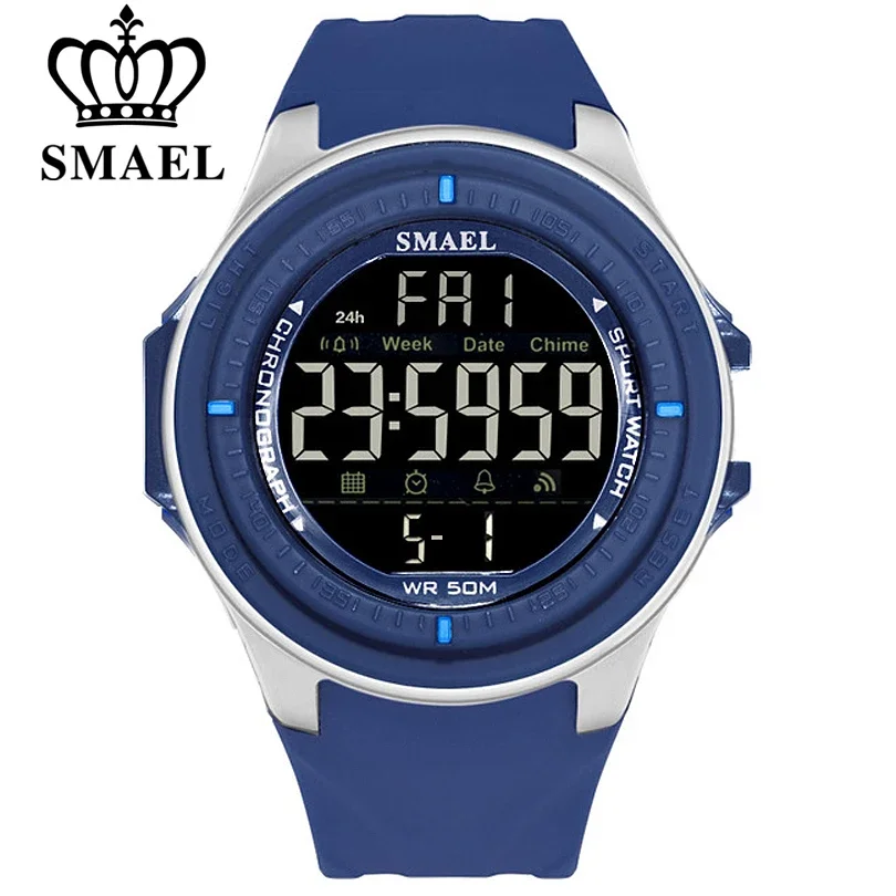 

SMAEL Brand Men Sports Watches Digital LED Big Dial Chronograph Men's Fashion Casual Electronics Wristwatches Man Military Clock