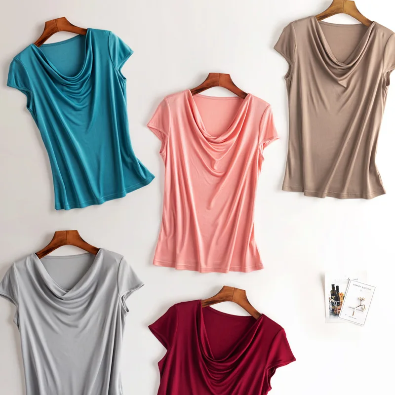 Free Shipping Summer Women's Mulberry Silk Short-sleeved Tank Tops Swing Collar Undercoat Silk T-shirt Women's Fashion Top
Free Shipping Summer Women's Mulberry Silk Short-sleeved Tank Tops Swing Collar Undercoat Silk T-shirt Women's Fashion Top