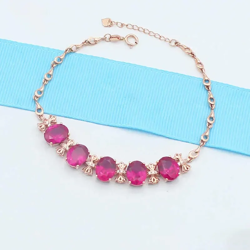 585 Purple Gold Romantic Bowknot Ruby Bracelet for Women Exquisite Elegant Light Luxury Bangles Wedding 14K Rose Gold Jewelry
585 Purple Gold Romantic Bowknot Ruby Bracelet for Women Exquisite Elegant Light Luxury Bangles Wedding 14K Rose Gold Jewelry