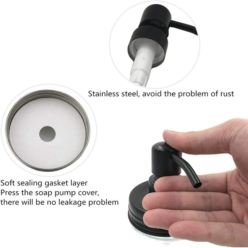8-Pack Mason Jar Soap Dispenser Lid, Painted Black Rust Proof Lotion Dispenser Lid For Regular Mouth Mason Jar
8-Pack Mason Jar Soap Dispenser Lid, Painted Black Rust Proof Lotion Dispenser Lid For Regular Mouth Mason Jar
