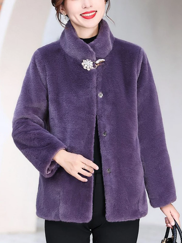 Winter Coat For Women New Fur Coat Warm Outwear Long Sleeve Single Breasted Jacket Quality Stand Collar Faux Fur Soft Coat
Winter Coat For Women New Fur Coat Warm Outwear Long Sleeve Single Breasted Jacket Quality Stand Collar Faux Fur Soft Coat